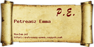 Petreasz Emma névjegykártya